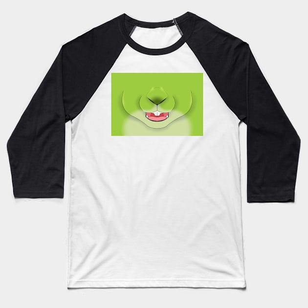 Sugar Green Bunny Face Baseball T-Shirt by KeishaMaKainn